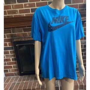 Nike womens Regular Fit‎ Athletic Sports Performance Blue T-Shirt Short Sleeve L